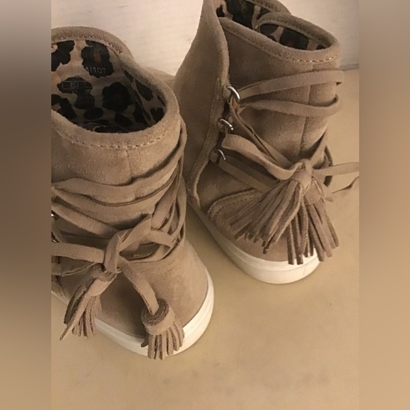 Zara Women beige suede platform sneaker booties US 10 - Picture 7 of 12